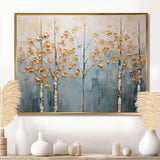 Minimalism Gold And Blue Trees Scenery II - Landscapes Canvas Wall Art