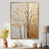 Minimalism Golden Trees Harmony II - Landscapes Canvas Wall Art