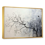 Minimalism Monochrome Birds On Branch II - Landscapes Canvas Wall Art