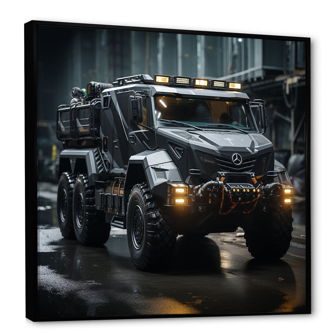 Au Noir Us Military Truck - Truck Canvas Wall Art