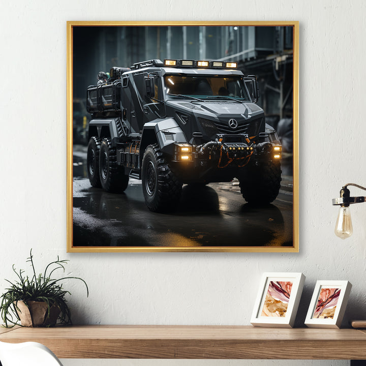 Au Noir Us Military Truck - Truck Canvas Wall Art