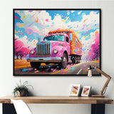 Pink Rainbow Truck - Truck Canvas Wall Art