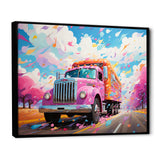 Pink Rainbow Truck - Truck Canvas Wall Art