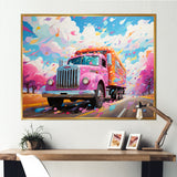 Pink Rainbow Truck - Truck Canvas Wall Art