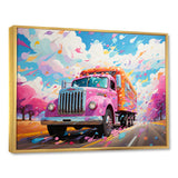 Pink Rainbow Truck - Truck Canvas Wall Art