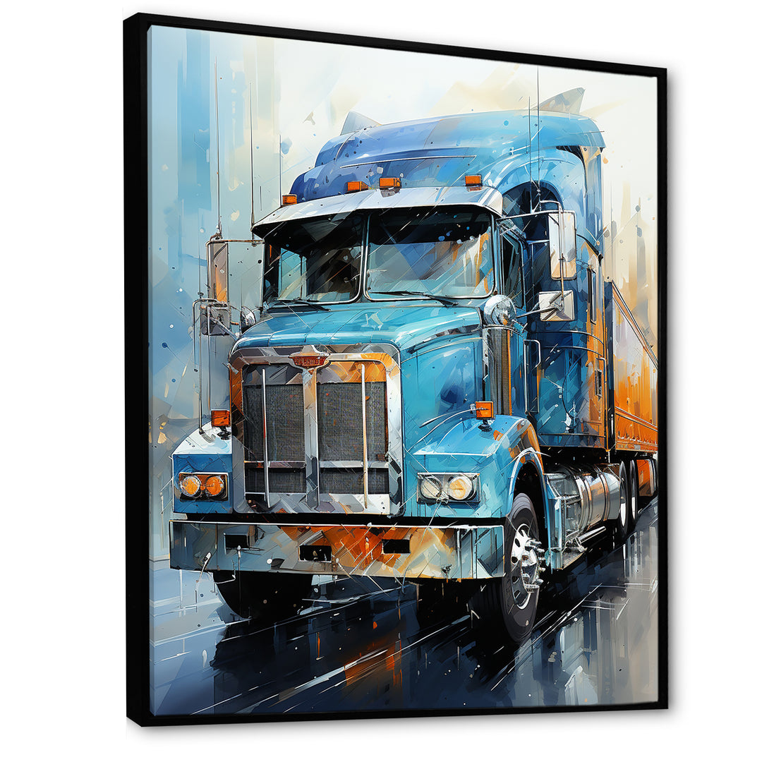 Blue 53Ft Truck Harmony - Truck Canvas Wall Art
