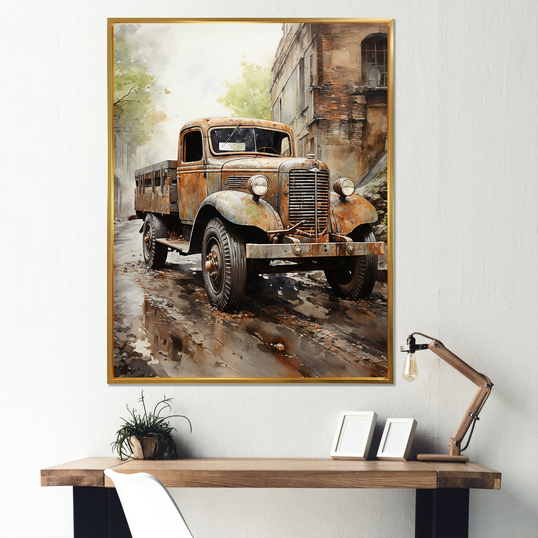 1950s Brown Delivery Truck - Truck Canvas Wall Art