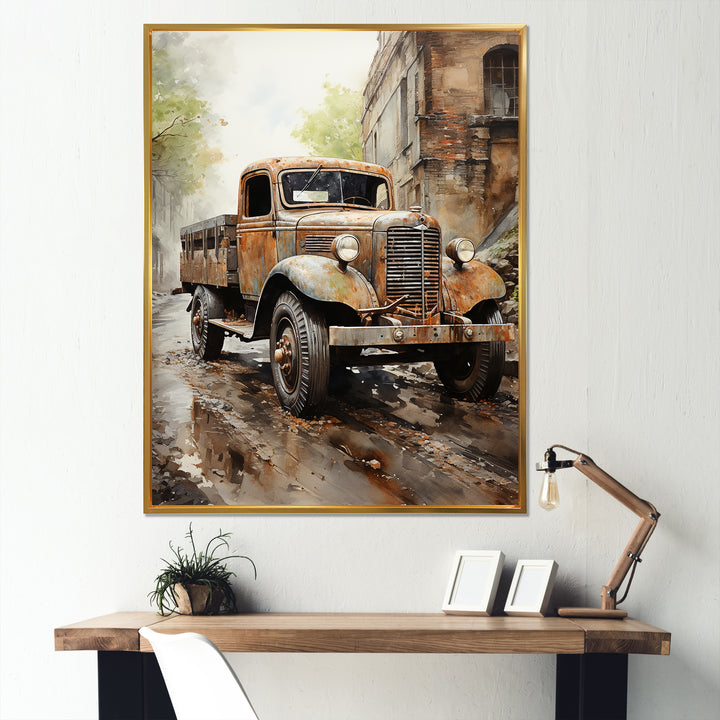 1950s Brown Delivery Truck - Truck Canvas Wall Art