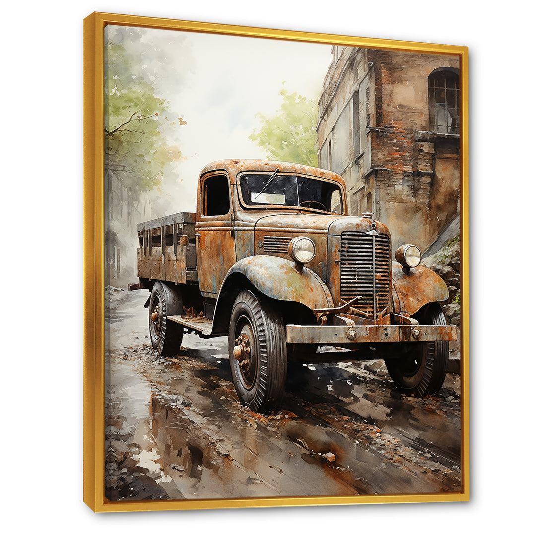 1950s Brown Delivery Truck - Truck Canvas Wall Art