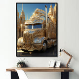 Golden Semi Truck Dream - Truck Canvas Wall Art