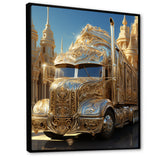 Golden Semi Truck Dream - Truck Canvas Wall Art
