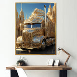 Golden Semi Truck Dream - Truck Canvas Wall Art