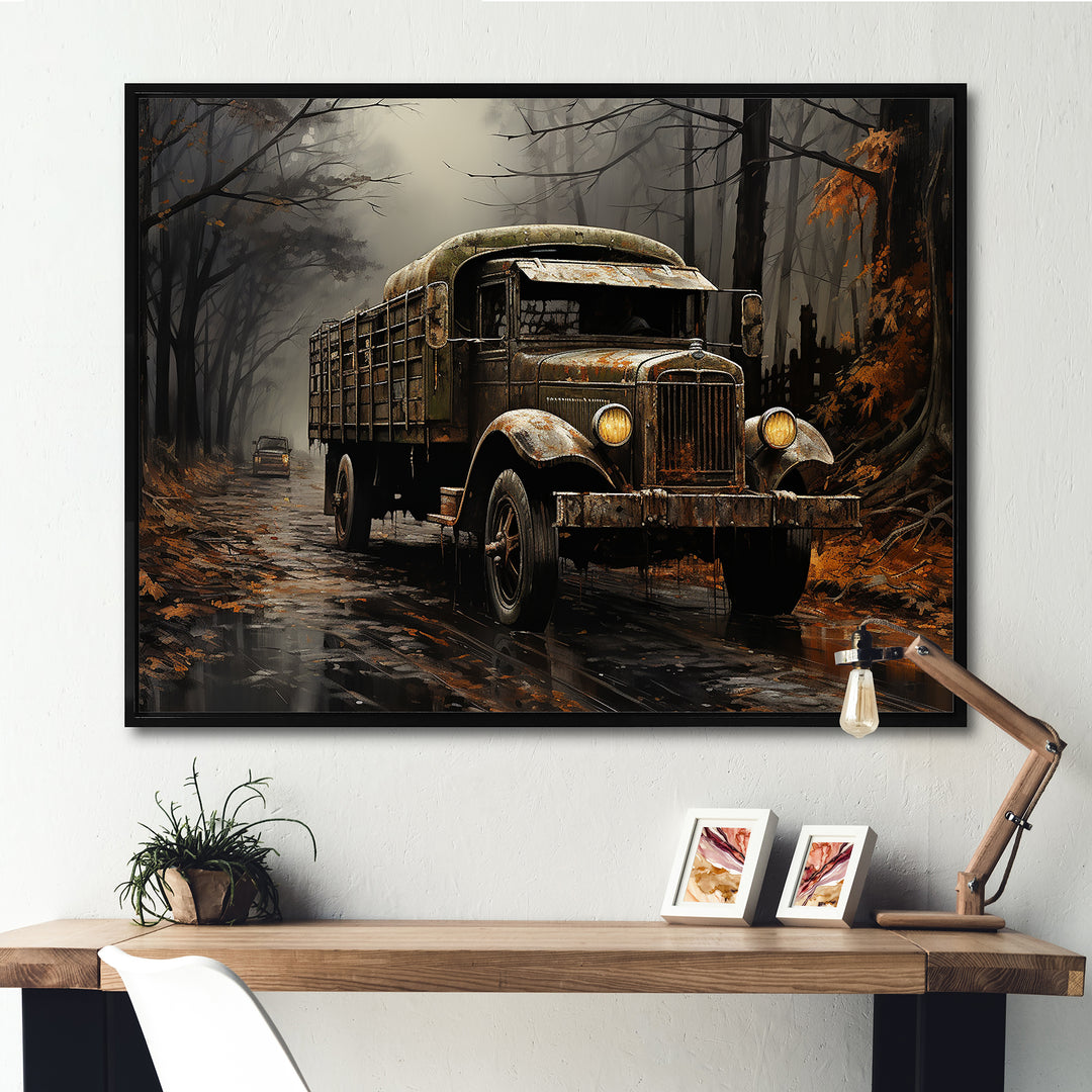 Brown 1930s Delivery Truck - Truck Canvas Wall Art