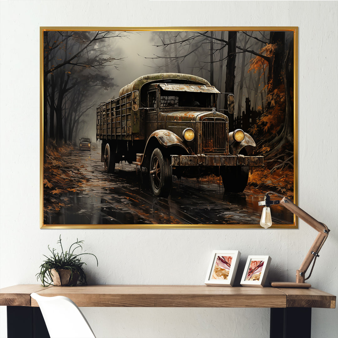 Brown 1930s Delivery Truck - Truck Canvas Wall Art