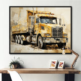 Beige Semi Truck Collage - Truck Canvas Wall Art