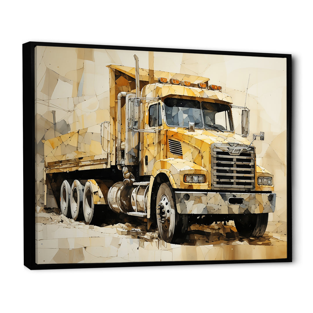 Beige Semi Truck Collage - Truck Canvas Wall Art