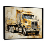 Beige Semi Truck Collage - Truck Canvas Wall Art