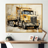 Beige Semi Truck Collage - Truck Canvas Wall Art