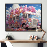 Pastel Ice Cream Van 70s - Car Van Canvas Wall Art