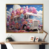 Pastel Ice Cream Van 70s - Car Van Canvas Wall Art