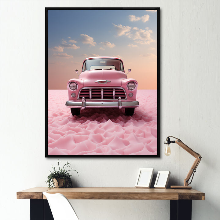 Romanticism Pink Truck Photo - Truck Canvas Wall Art