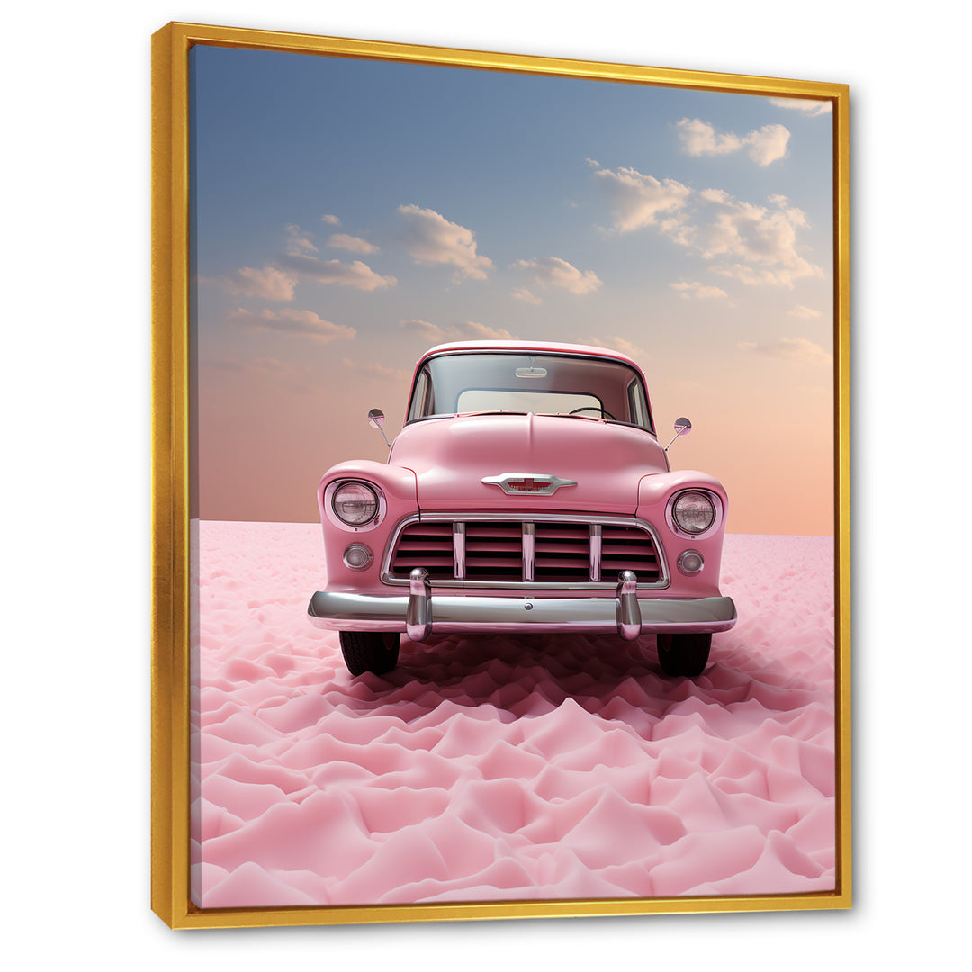 Romanticism Pink Truck Photo - Truck Canvas Wall Art