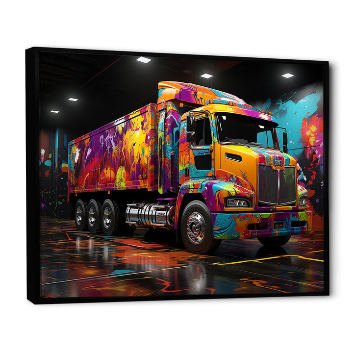 Street Art Semi Trailer Truck - Truck Canvas Wall Art