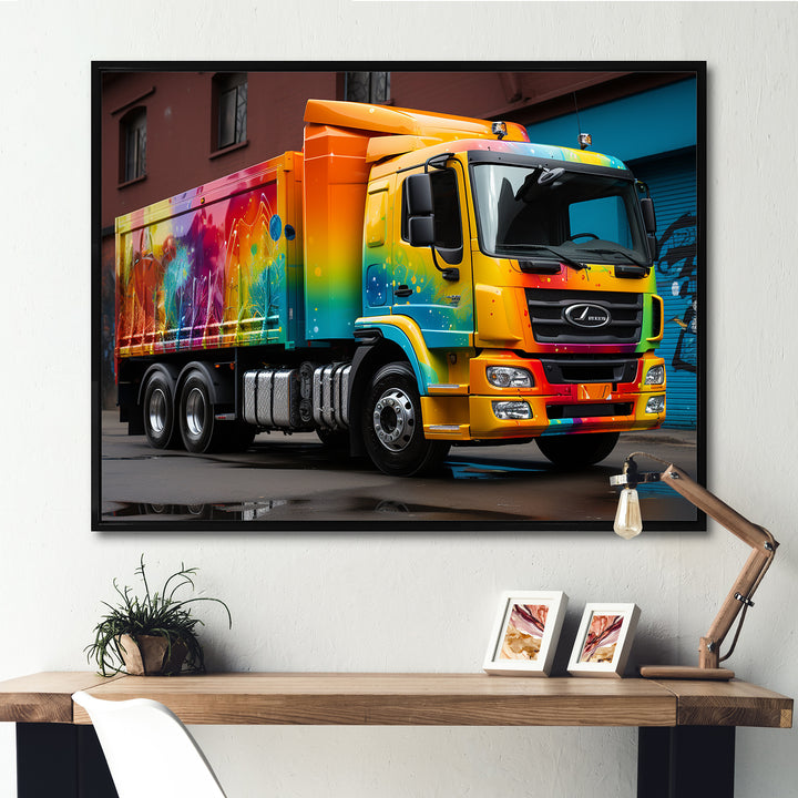 Urban Delivery Truck Graffiti - Truck Canvas Wall Art