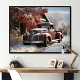 Truck Pickup Charm In Winter - Truck Pickup Canvas Wall Art