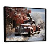 Truck Pickup Charm In Winter - Truck Pickup Canvas Wall Art