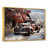 Truck Pickup Charm In Winter - Truck Pickup Canvas Wall Art