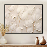 Minimalism White Tulips Symphony - Floral Canvas Wall Art