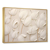 Minimalism White Tulips Symphony - Floral Canvas Wall Art