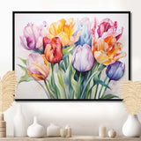 Painted Multicolor Tulips Collage - Floral Canvas Wall Art