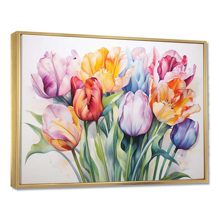 Painted Multicolor Tulips Collage - Floral Canvas Wall Art