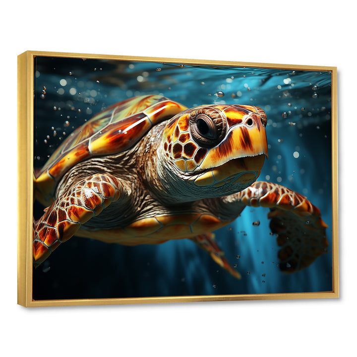 Abstract Representation Of A Turtles Swim - Blue Turtle Wall Art