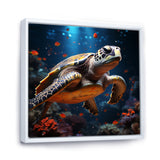 Cosmic Art Style Featuring A Turtle On A Cosmic - Turtle Large Canvas Wall Art