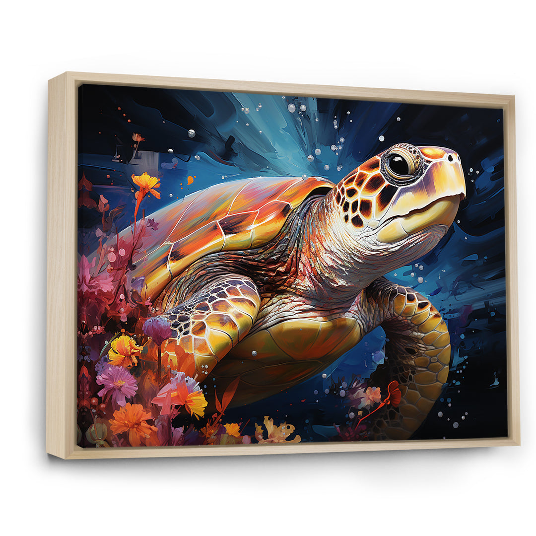 Serene Turtle Underwaters - Blue Turtle Wall Art