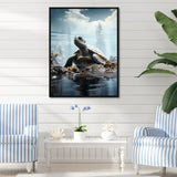 Minimalist Portrayal Of A Turtle - Black Turtle Wall Art