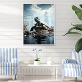 Minimalist Portrayal Of A Turtle - Black Turtle Wall Art