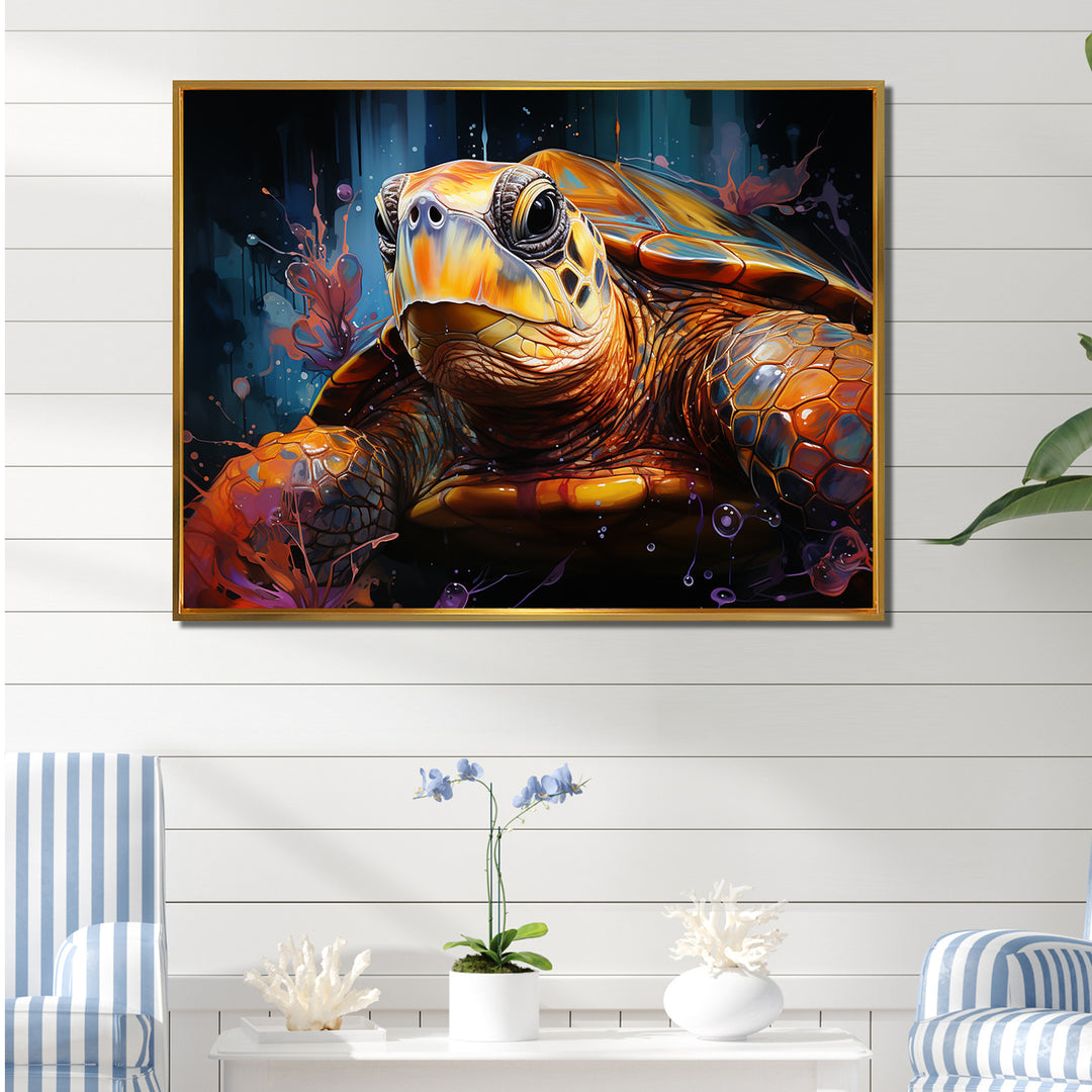 Pop Art Portrayal Of A Turtle - Turtle Bedroom Wall Art