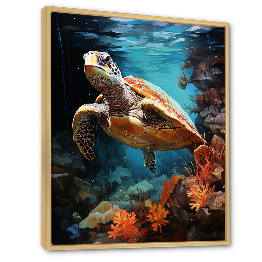 Surreal Underwater Turtle Odyssey - Gray Turtle Wall Art