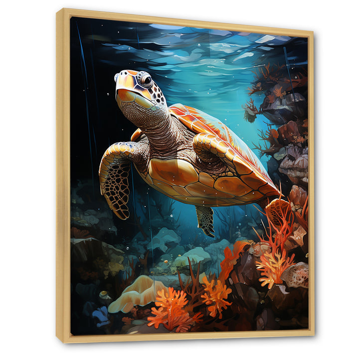 Surreal Underwater Turtle Odyssey - Gray Turtle Wall Art