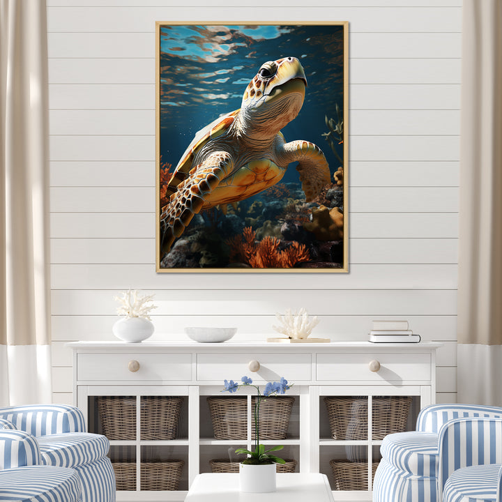 Whimsical Of A Turtle As An Ocean Explorer - Turtle Wall Decor