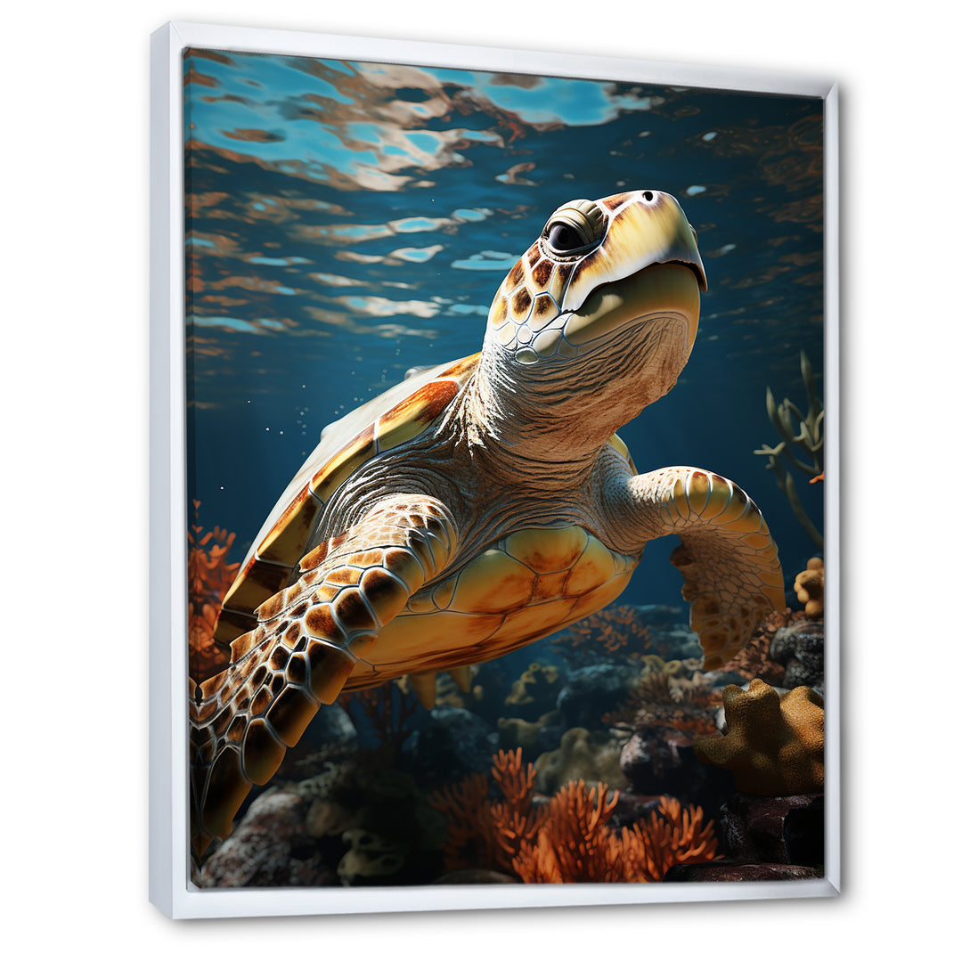 Whimsical Of A Turtle As An Ocean Explorer - Turtle Wall Decor