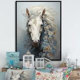 Minimalism Flower Hair Horse - Beige Horse Wall Art