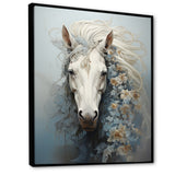 Minimalism Flower Hair Horse - Beige Horse Wall Art