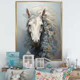 Minimalism Flower Hair Horse - Beige Horse Wall Art