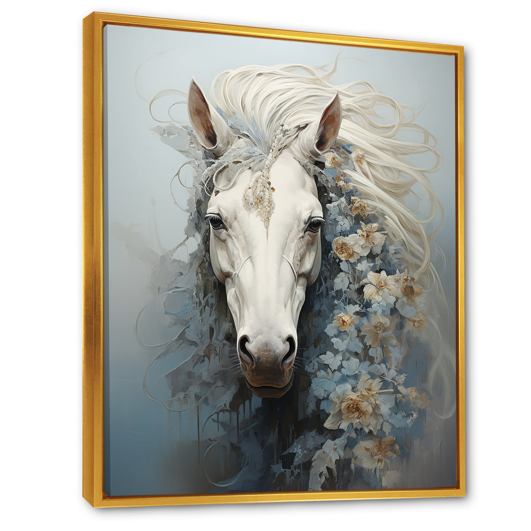Minimalism Flower Hair Horse - Beige Horse Wall Art