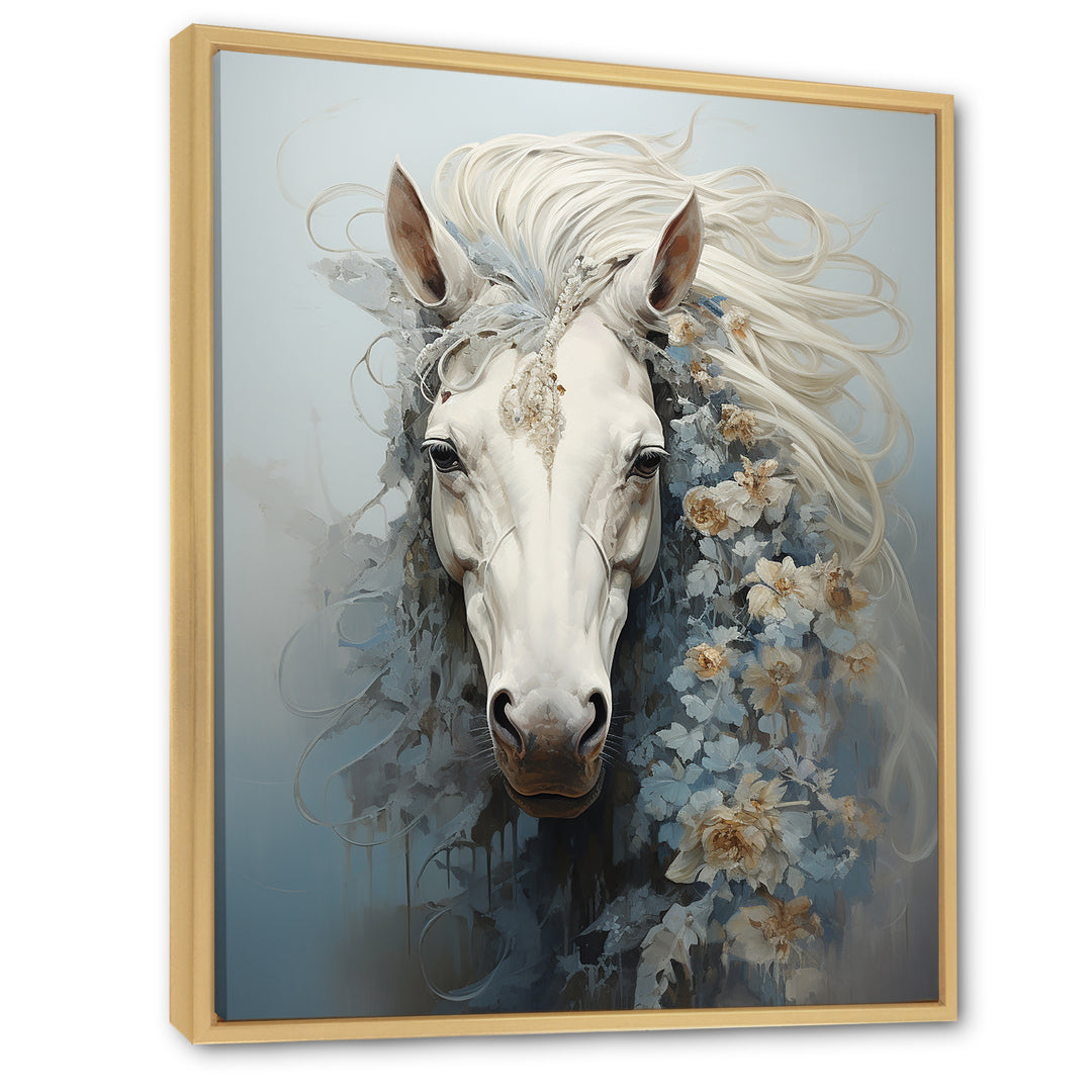 Minimalism Flower Hair Horse - Beige Horse Wall Art